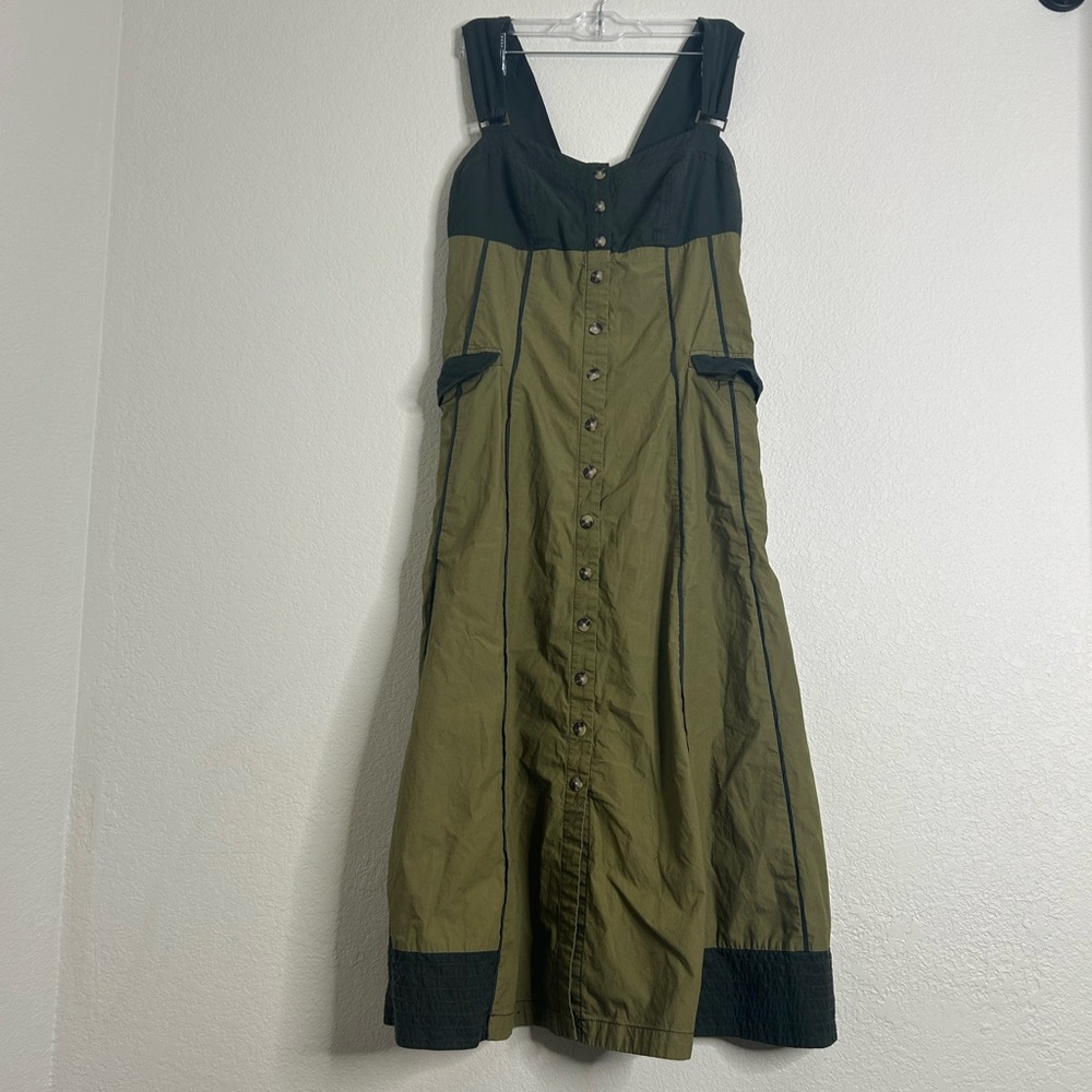 Anthropologie olive green midi dress